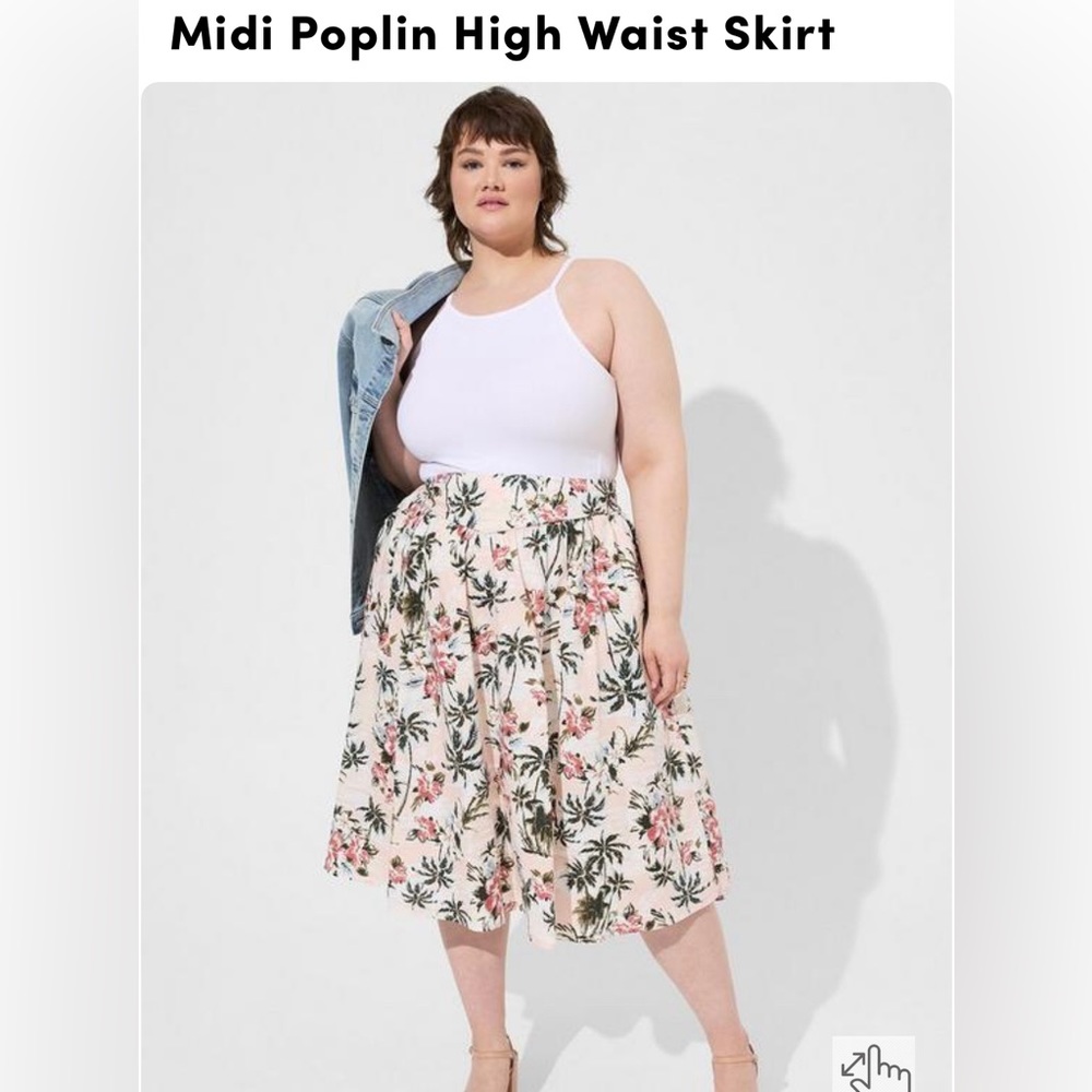 Torrid Midi Poplin High Waist Skirt - Tropic Palm Trees
